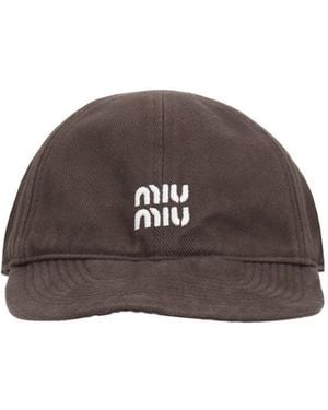Miu Miu Cappelli Denim Lavado+Nastro - Marrón
