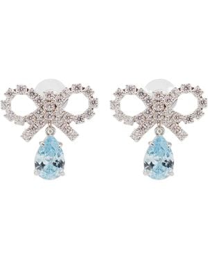 Self-Portrait Micro Bow Droplet Earrings - White