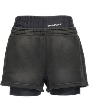 T By Alexander Wang Layered Cotton Technical Fabric Boxer Shorts - Grey