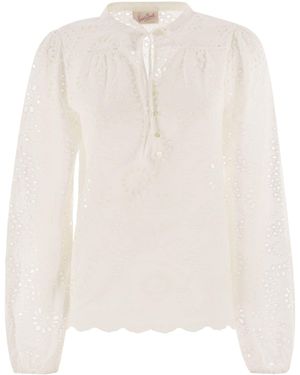 Mc2 Saint Barth Harper -shirt Met Mandarijnkraag - Wit