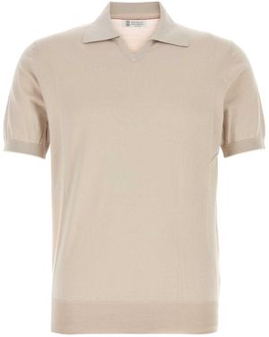 Brunello Cucinelli Sand Cotton Polo Shirt - Natural