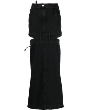 The Attico Denim Midi-Rok - Zwart