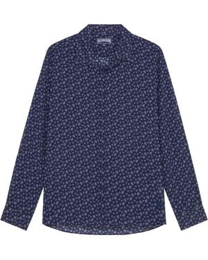 Vilebrequin Chemise En Coton Bio À Imprimé Micro Tortue - Bleu