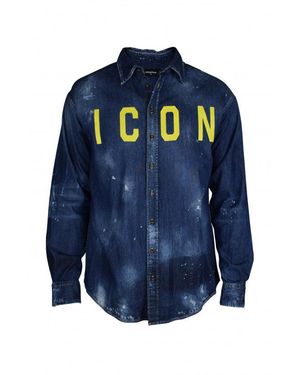DSquared² Distressed Denim Shirt - Blau