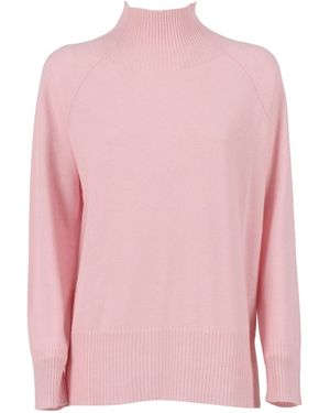 Kangra Cashmere Collo Cratere Manica Raglan Con Spacchi - Pink