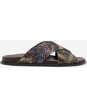 Missoni Crossed Sandals With Sequins - Brown