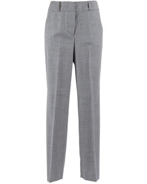Peserico Straight-Leg Trousers With Mid-Rise Waist - Grey