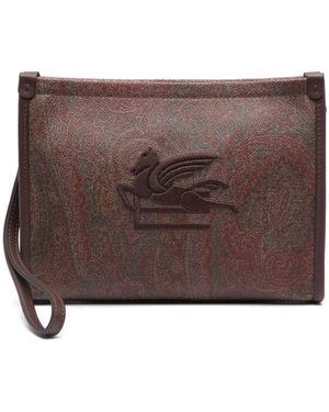 Etro Clutch Mit Paisley-Print - Braun