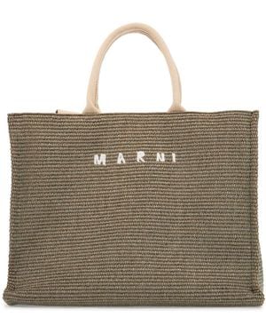 Marni Large Raffia Effect Tote Tasche - Natur