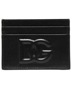 Dolce & Gabbana Dg Black Embossed Logo Card Holder - Zwart
