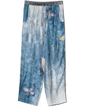 Pierre Louis Mascia Bedruckte Seidenhose von - Blau