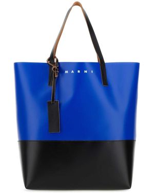 Marni Zwei -Ton -PVC Tribeca -Einkaufstasche - Blau