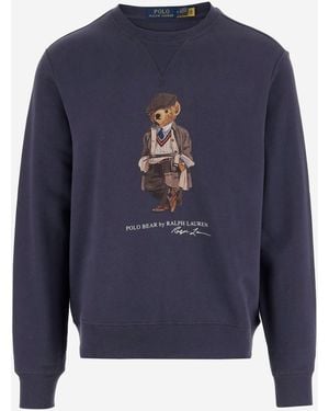 Polo Ralph Lauren Cotton Blend Sweatshirt With Polo Bear Print - Blue