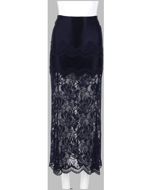 Rabanne Lace Overlay Midi Skirt - Blue