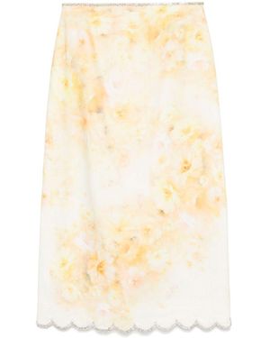 Zimmermann Falda midi Crush festoneada - Neutro