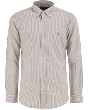 Polo Ralph Lauren Striped Cotton Button Down Shirt - Gray