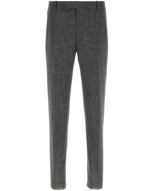 McQueen Embroidered Wool Cigarette Pant - Grey