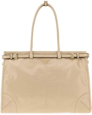 Prada Sand Leather Shoulder Bag - Natural