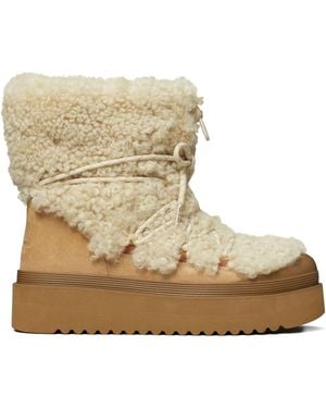 Tory Burch Mellow Shearling Boots - Natural