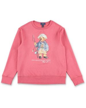 Polo Ralph Lauren Mini Polo Bear Fleece Crewneck Sweatshirt For Boys - Pink