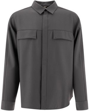 GR10K "Flanel Piping" Overshirt - Grau