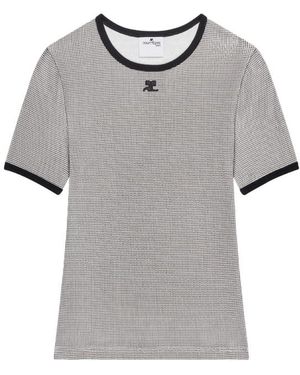 Courreges Camiseta Contraste Pata De Gallo - Gris