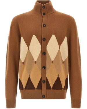 Ballantyne Cardigan Argyle Sweaters And Cardigans Brown