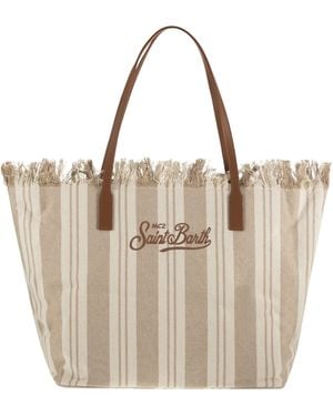 MC2 Saint Barth City Shopper-Tasche mit Streifen und gesticktem Logo - Natur