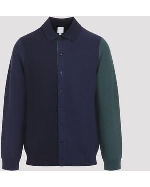 Paul Smith Wool Knit Cardigan Shirt - Blauw