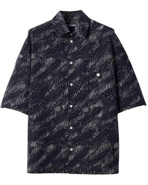 Jacquemus Rio Fish Print Short Sleeve Shirt - Blue
