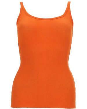 MSGM Solid Scoop Neck Top - Orange