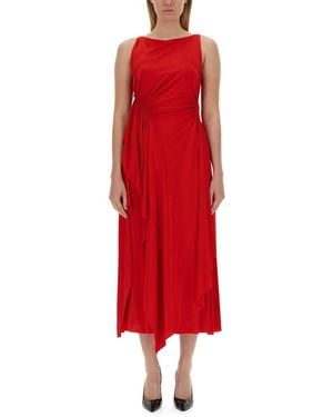 Lanvin Draped Midi Dress With Flattering Silhouette - Red