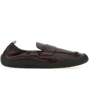 Prada Dark Leather Speedrock Loafers - Black