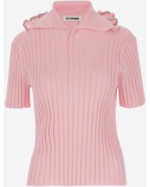 Jil Sander Viskose Poloshirt - Pink