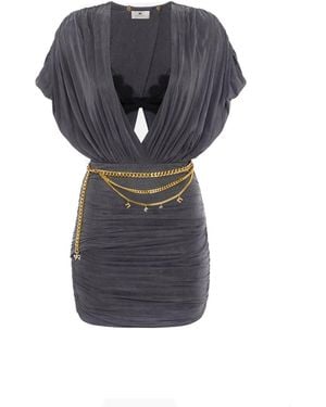 Elisabetta Franchi Ruched Mini Dress - Black