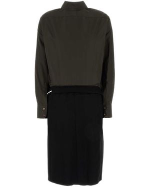 Maison Margiela Two-Tone Poplin And Wool Shirt Dress - Black
