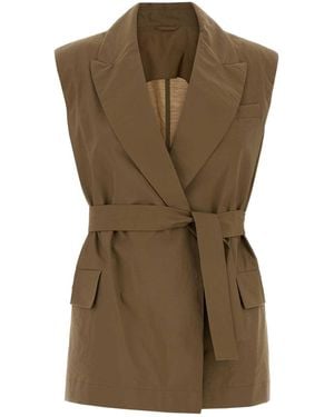 Brunello Cucinelli Cappuccino Cotton Blend Vest - Green