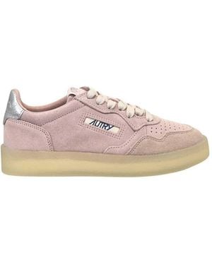 Autry Medalist Low Wom Hq04 Suede/Laminated Leather/Crepe - Pink