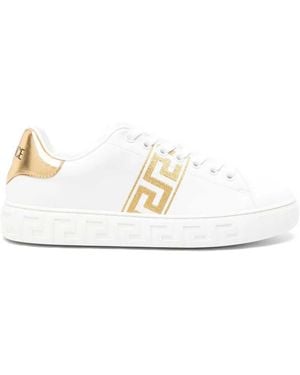 Versace Greca Sneaker Aus Besticktem Nylon - Weiß