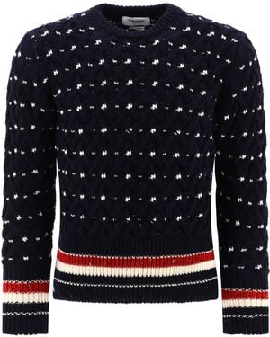 Thom Browne "RWB" Kabelstrickpullover - Blau