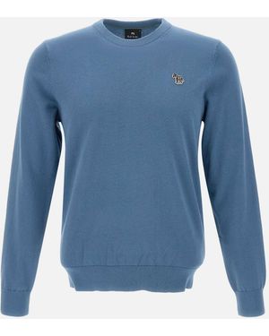 Paul Smith Organic Cotton Air Force Blue Sweater - Blauw