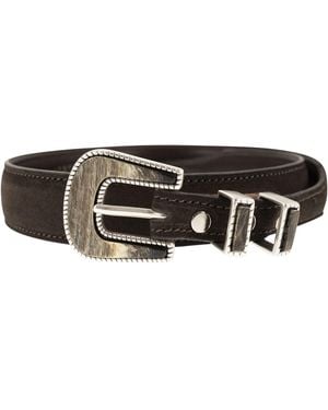 Alberto Luti Handgefertigter Wildledergürtel mit Schnalle - Weiß