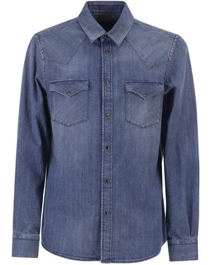 Peserico Lightweight Cotton Denim Shirt With Patch Pockets - Blue