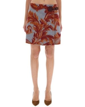 Etro Wool Blend Mini Skirt - Red