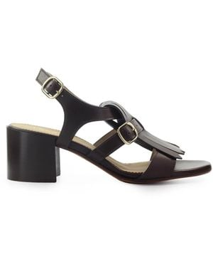 Doucal's Dark Heeled Sandal - Brown