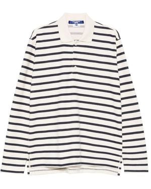 Junya Watanabe Striped Cotton Polo Shirt - White