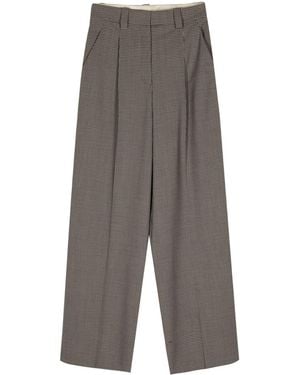 Alysi Wool Blend Wide Leg Pants - Gray