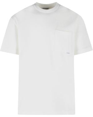 Jil Sander Schwarzes Baumwoll-T-Shirt - Weiß