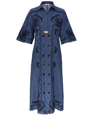Zimmermann Aster Denim Midi Dress - Blue