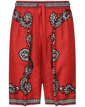Dolce & Gabbana Jacquard Bandana Seidenshorts - Rot